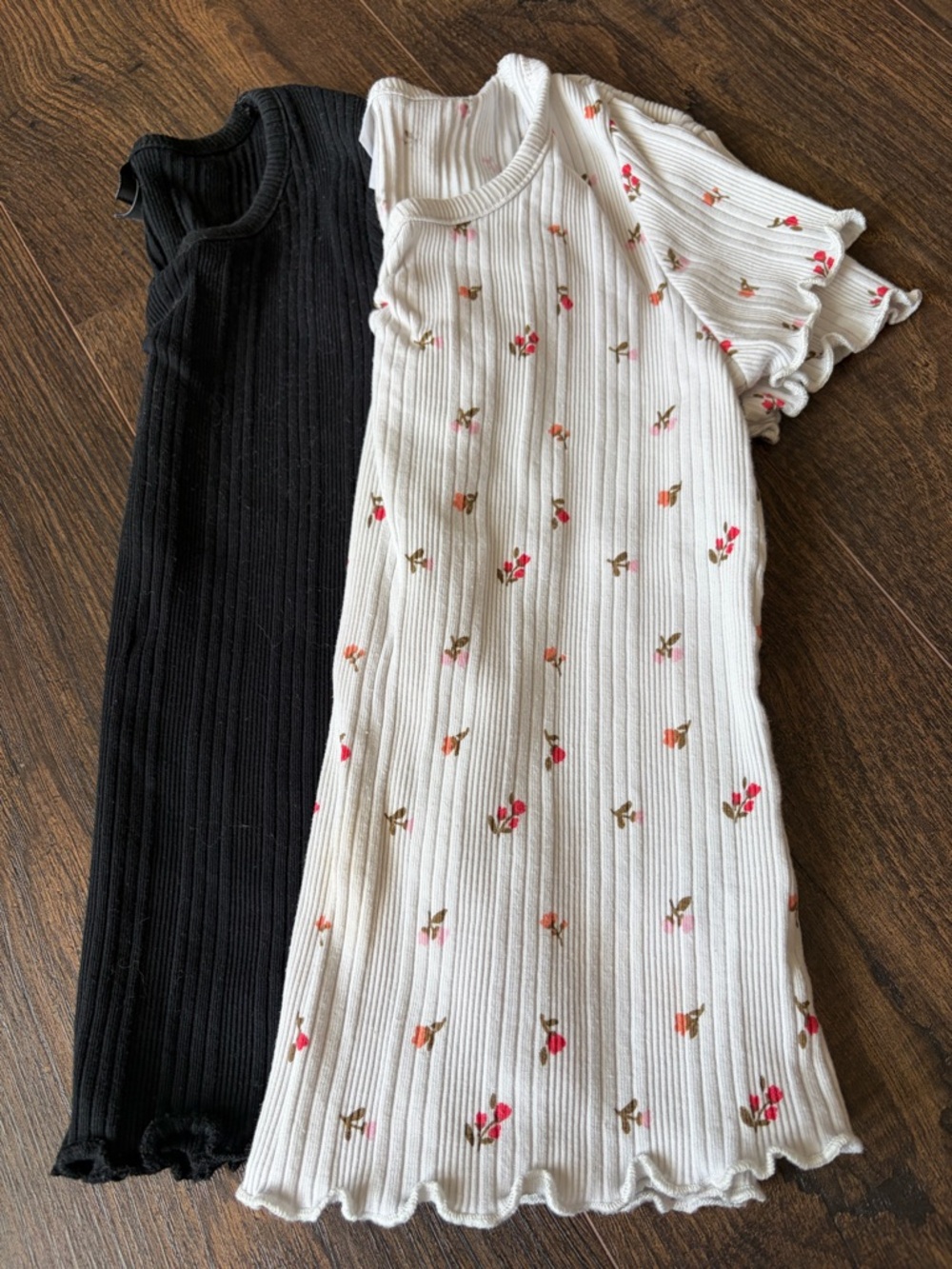 Ribbed Mini Top Duo - Black & White Floral